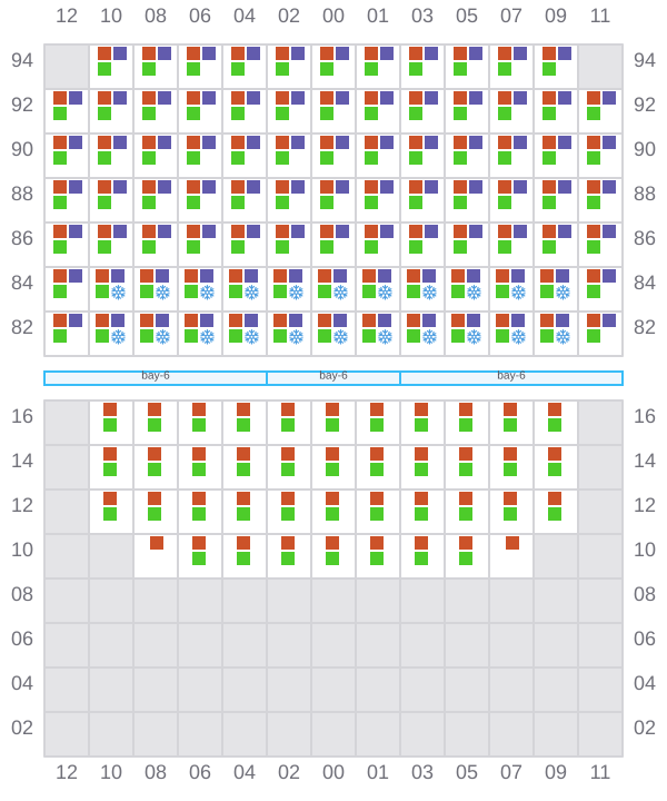 Bay 065 view and slots of SEASPAN EMERALD