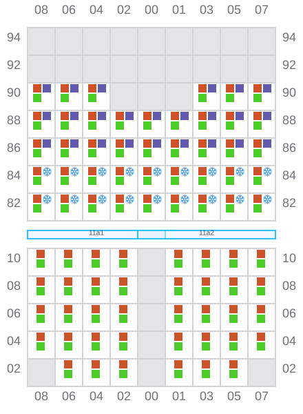 Bay 011 view and slots of CLAIRE A