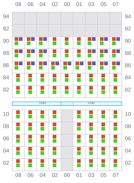 Bay 021 view and slots of CLAIRE A