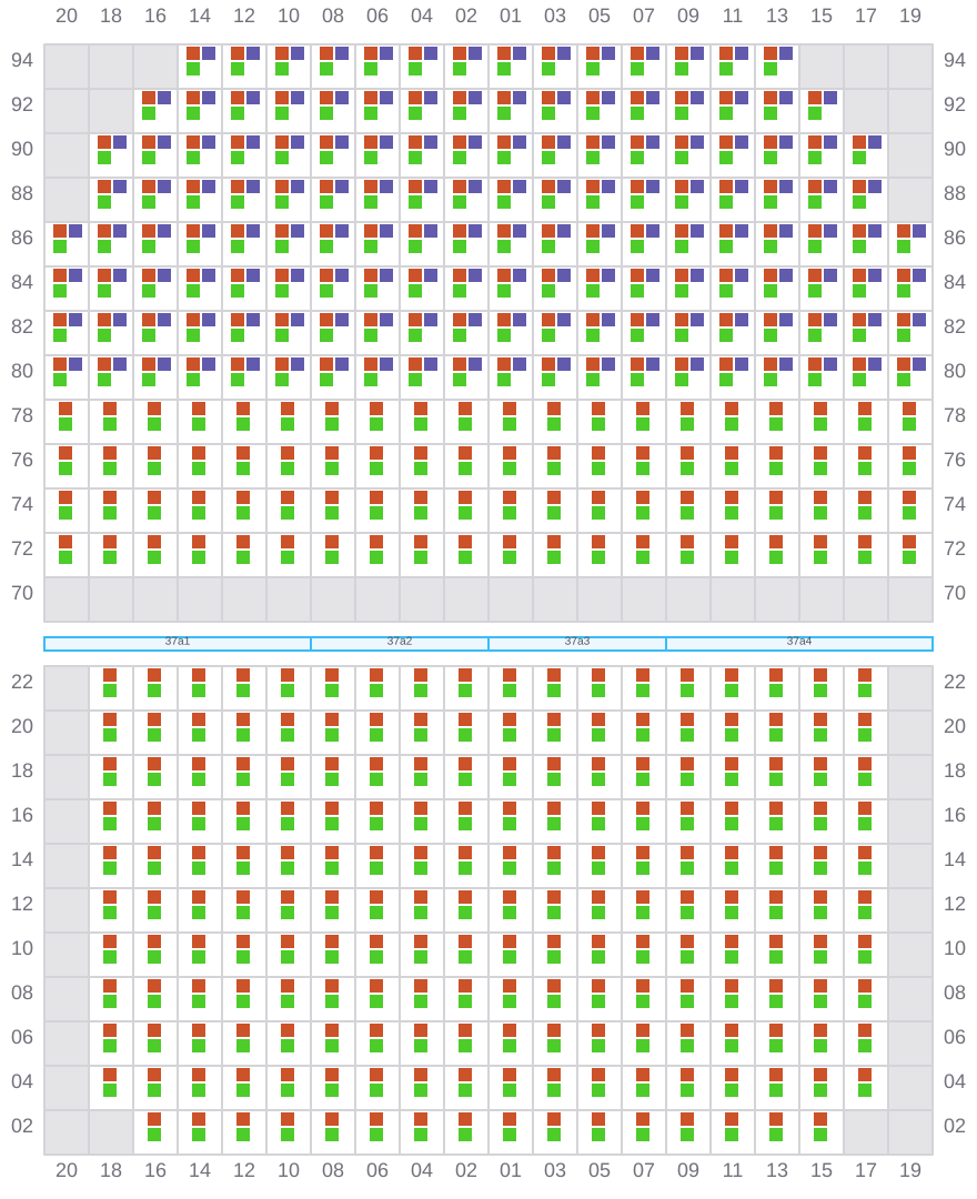Bay 037 view and slots of CMA CGM MAGELLAN