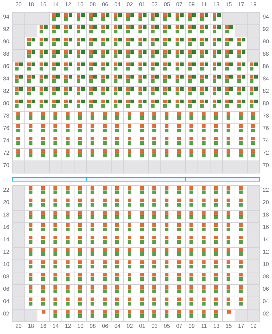 Bay 057 view and slots of CMA CGM MAGELLAN