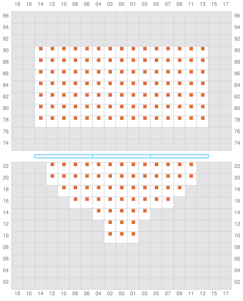Bay 003 view and slots of COSCO SHIPPING PEONY