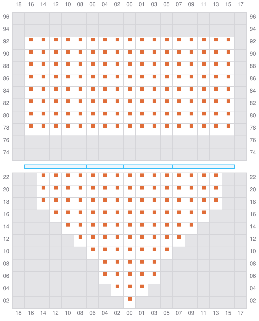 Bay 007 view and slots of COSCO SHIPPING PEONY