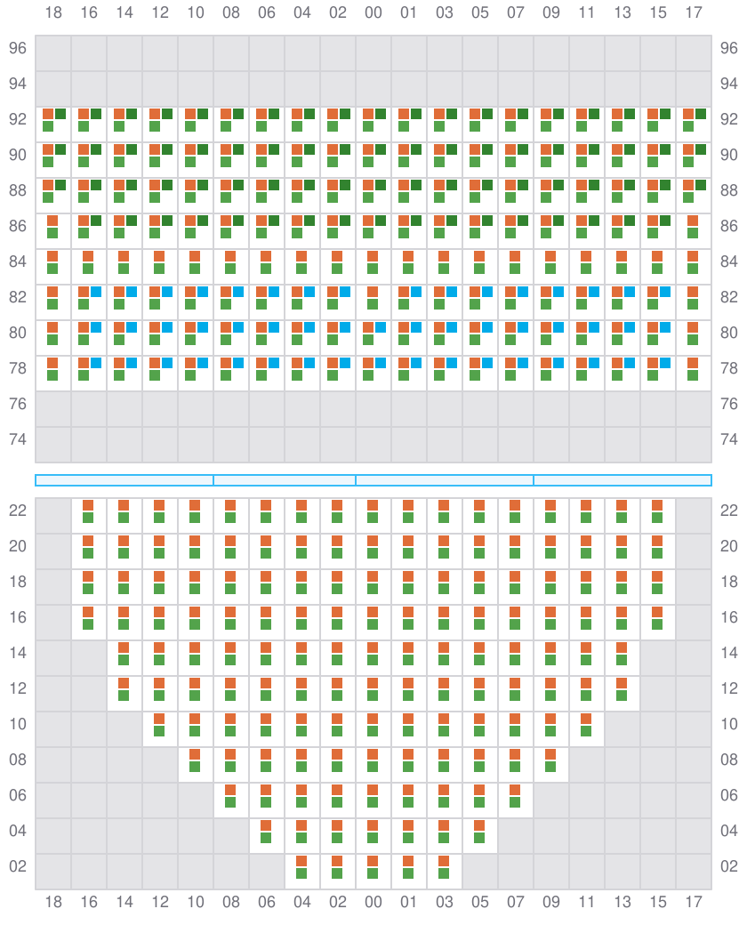 Bay 013 view and slots of COSCO SHIPPING PEONY