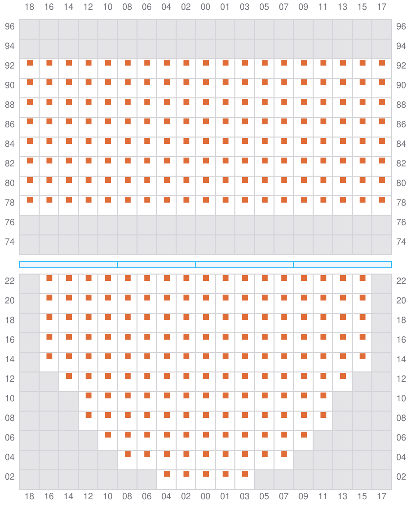 Bay 015 view and slots of COSCO SHIPPING PEONY