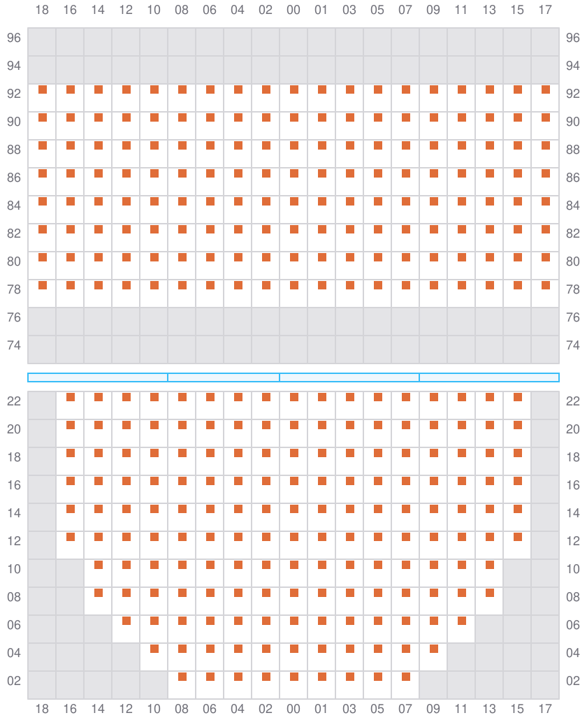 Bay 019 view and slots of COSCO SHIPPING PEONY