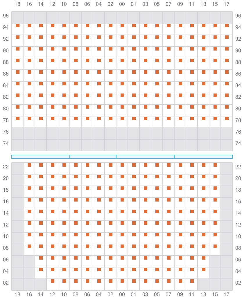 Bay 027 view and slots of COSCO SHIPPING PEONY