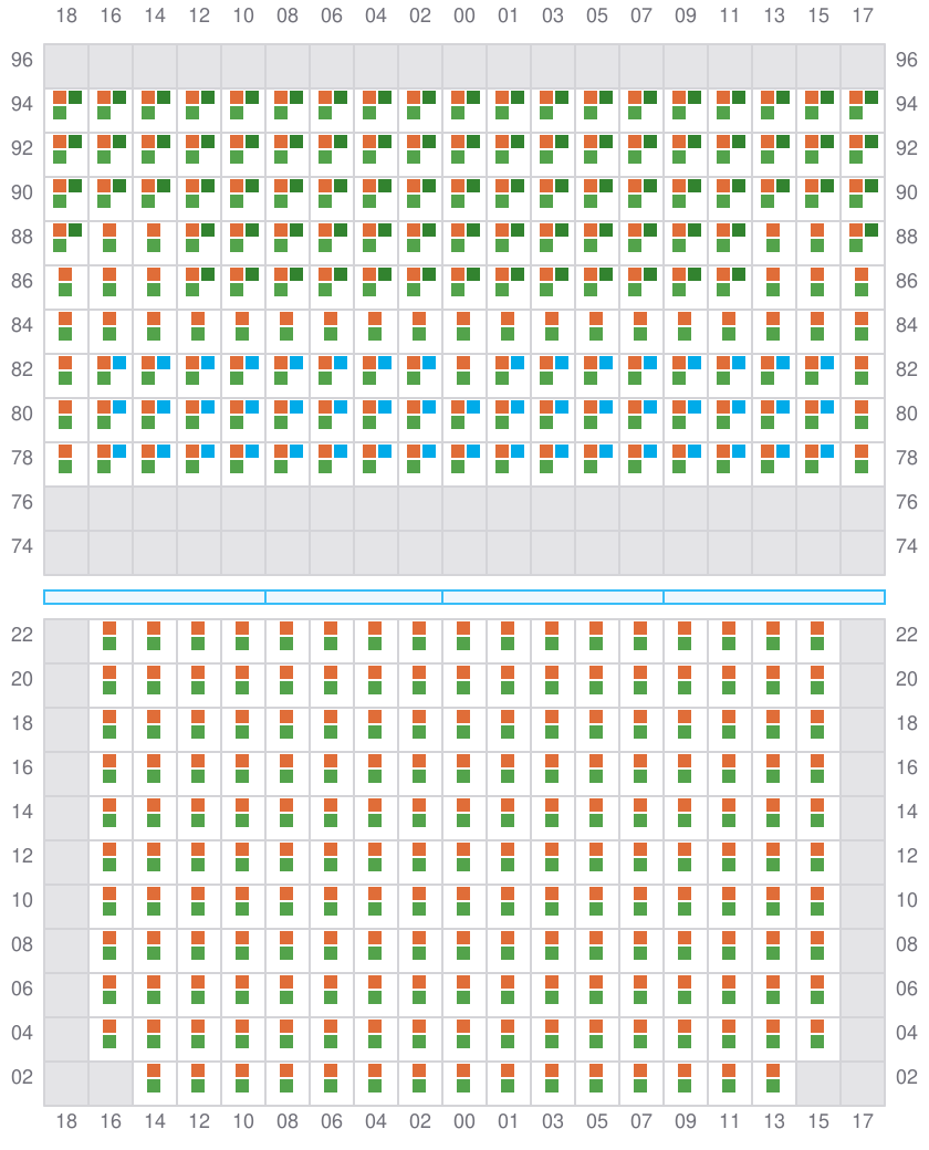 Bay 029 view and slots of COSCO SHIPPING PEONY