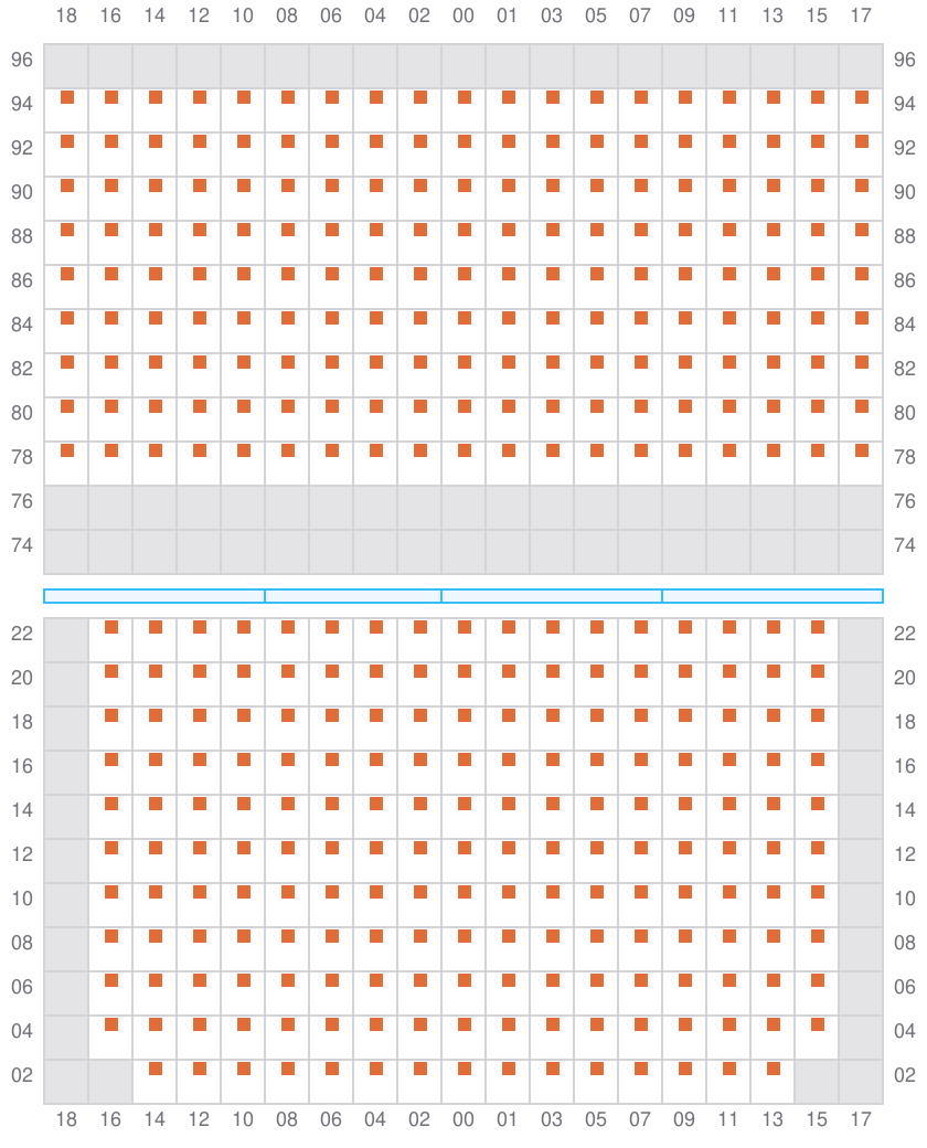 Bay 031 view and slots of COSCO SHIPPING PEONY