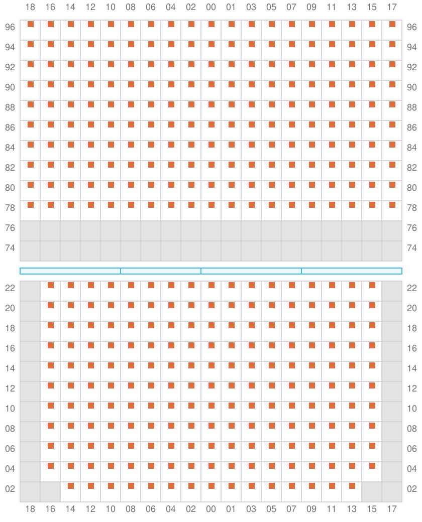 Bay 051 view and slots of COSCO SHIPPING PEONY