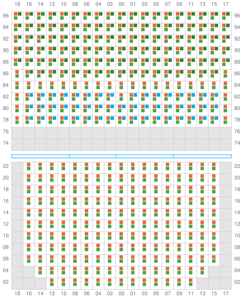 Bay 053 view and slots of COSCO SHIPPING PEONY