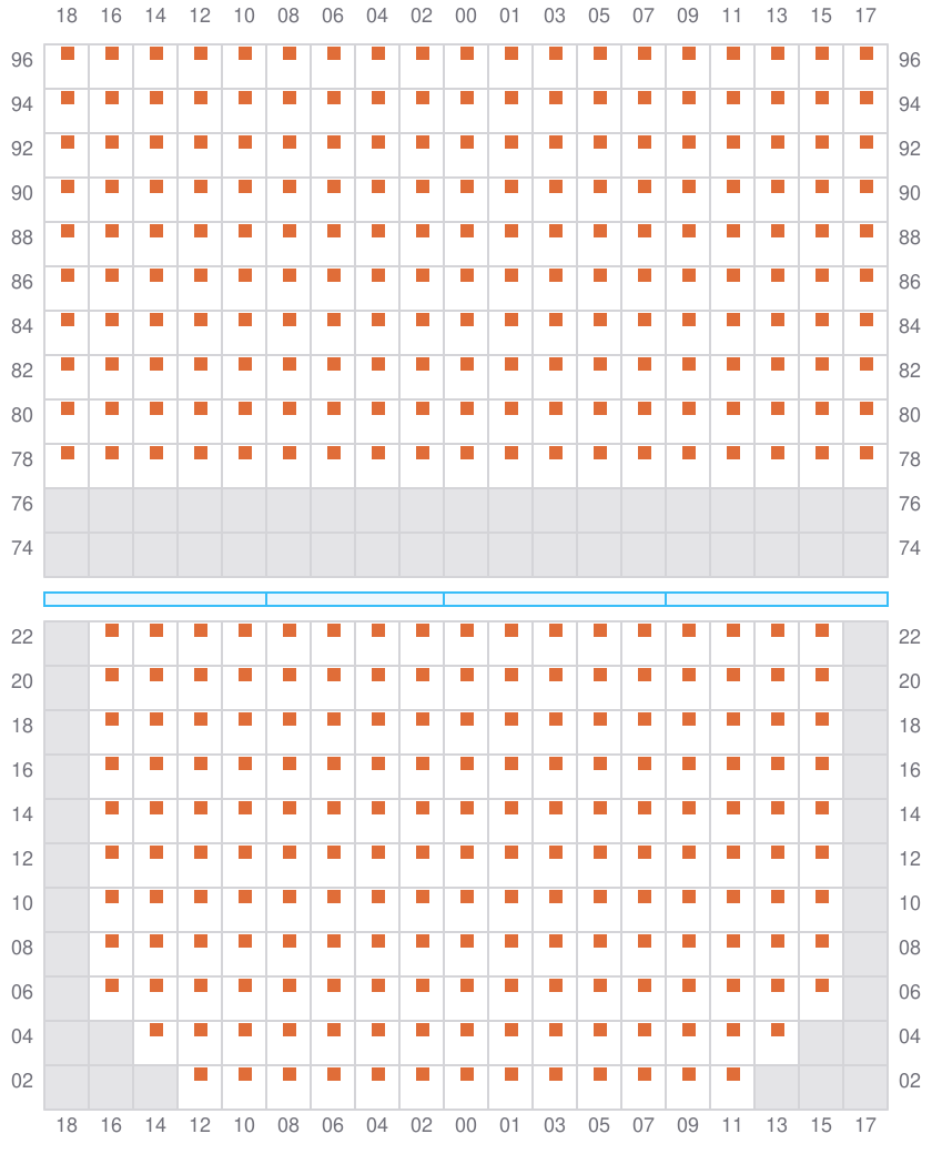 Bay 055 view and slots of COSCO SHIPPING PEONY