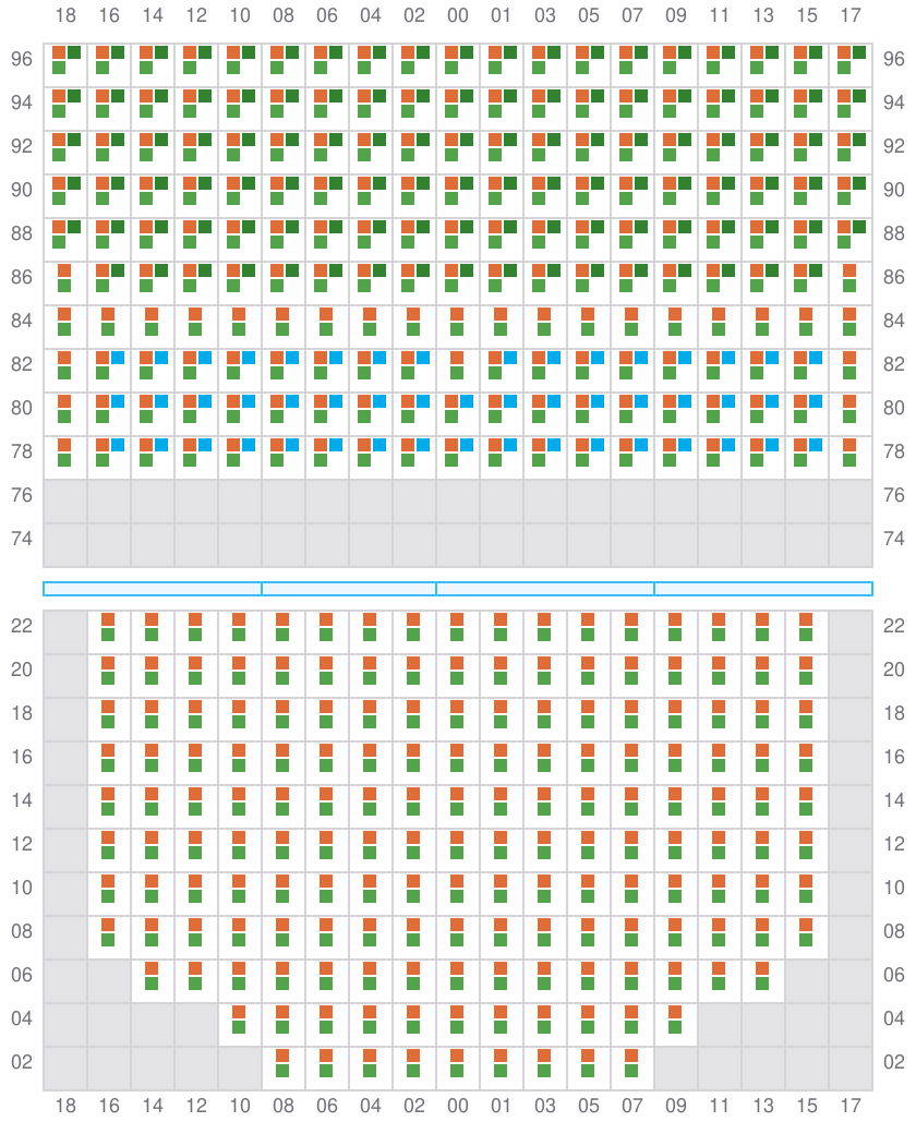 Bay 061 view and slots of COSCO SHIPPING PEONY