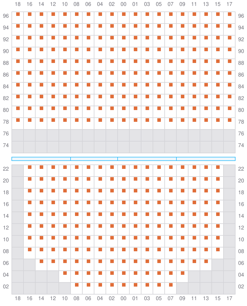 Bay 063 view and slots of COSCO SHIPPING PEONY