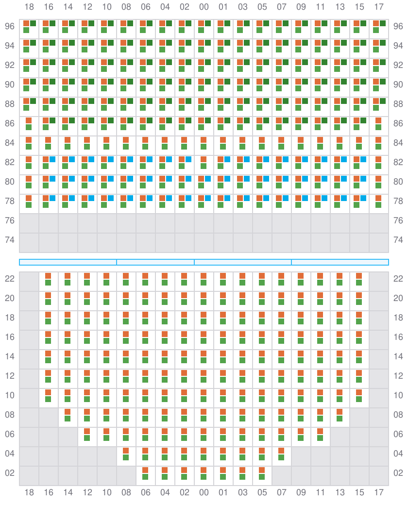 Bay 065 view and slots of COSCO SHIPPING PEONY