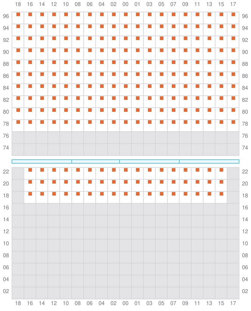 Bay 071 view and slots of COSCO SHIPPING PEONY