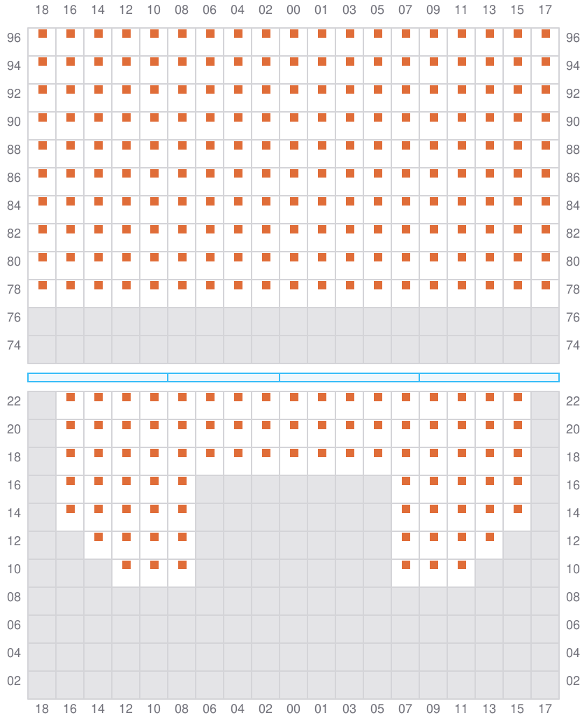 Bay 075 view and slots of COSCO SHIPPING PEONY