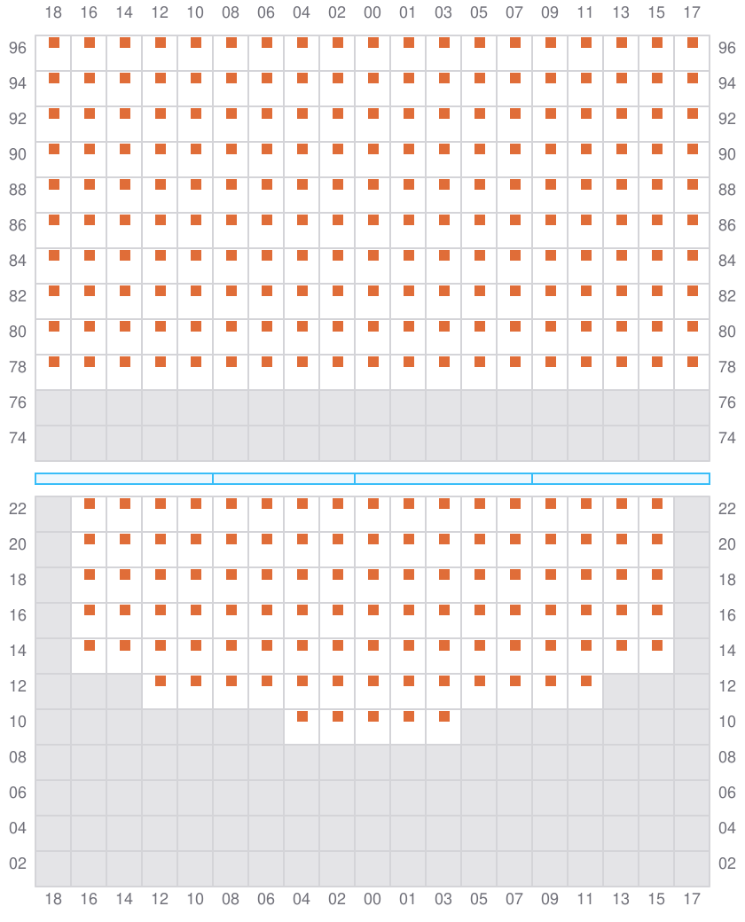Bay 079 view and slots of COSCO SHIPPING PEONY