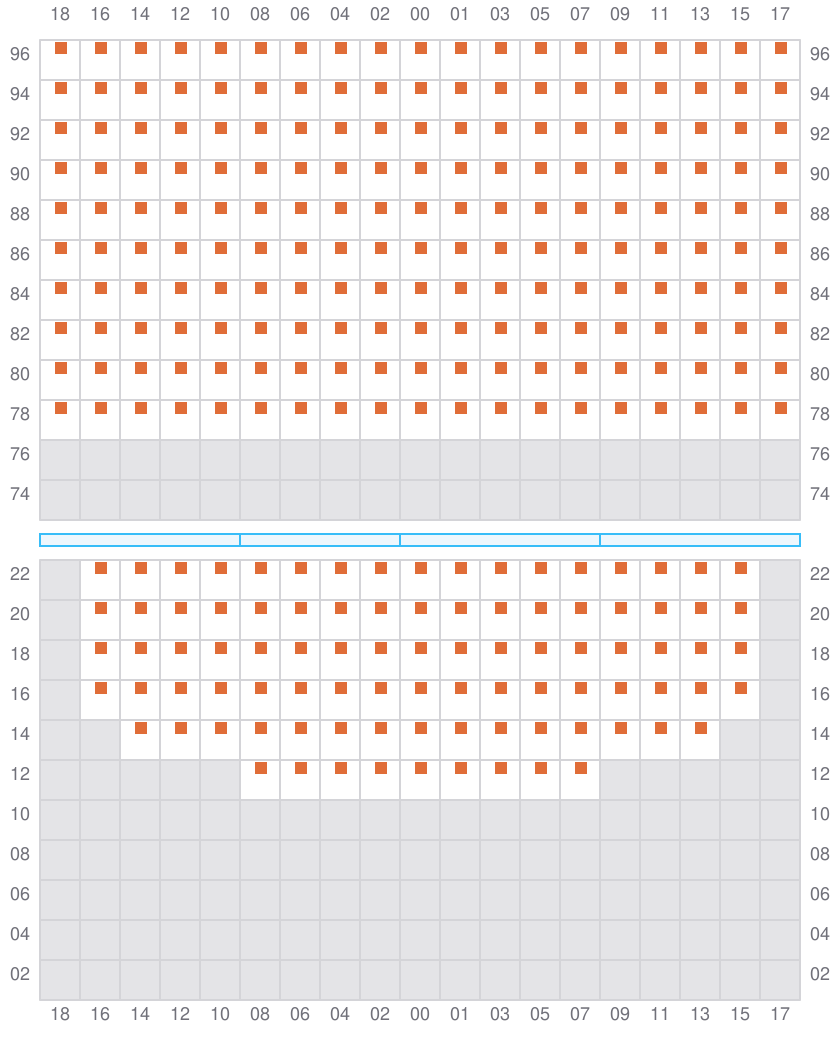 Bay 083 view and slots of COSCO SHIPPING PEONY