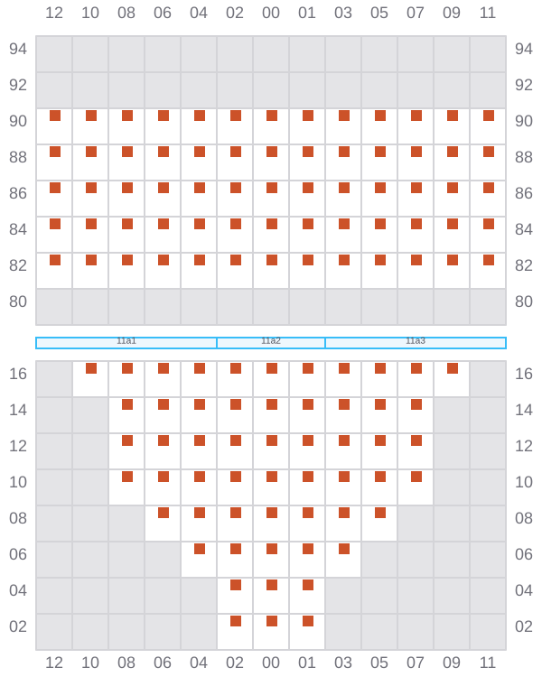 Bay 011 view and slots of CMA CGM GEORGIA