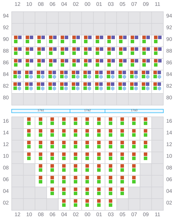 Bay 017 view and slots of CMA CGM GEORGIA