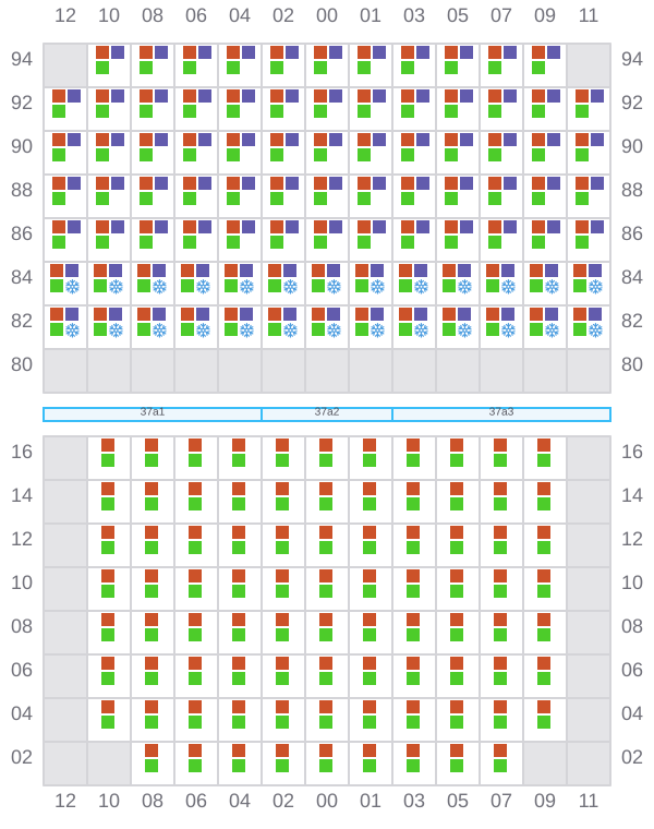 Bay 037 view and slots of CMA CGM GEORGIA