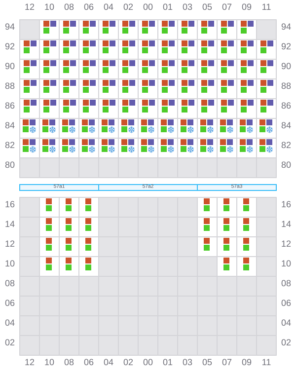 Bay 057 view and slots of CMA CGM GEORGIA