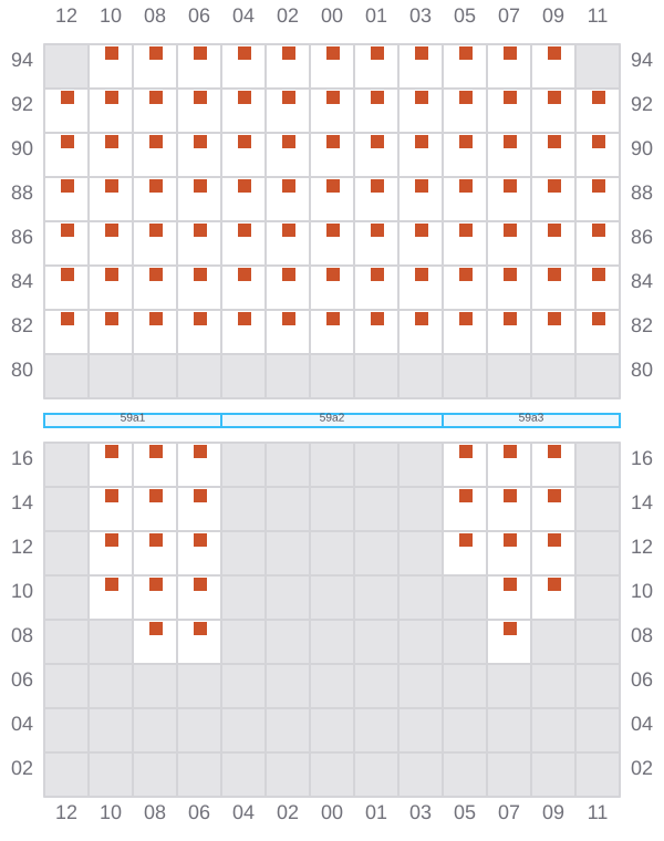 Bay 059 view and slots of CMA CGM GEORGIA