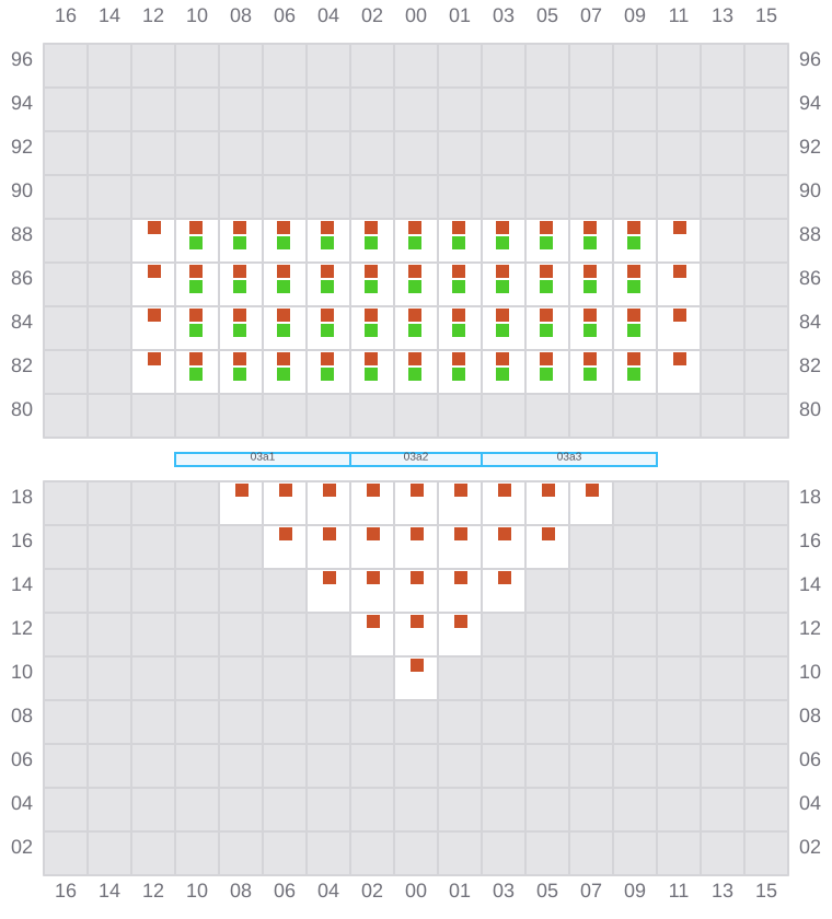 Bay 003 view and slots of MSC DARIEN