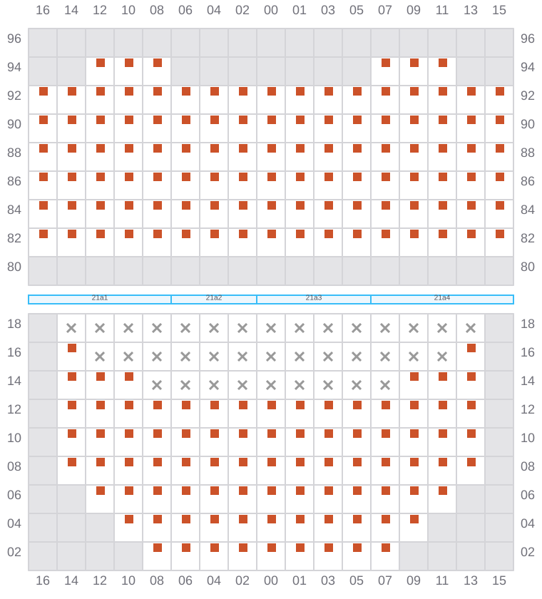 Bay 021 view and slots of MSC DARIEN