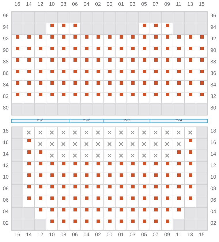 Bay 025 view and slots of MSC DARIEN