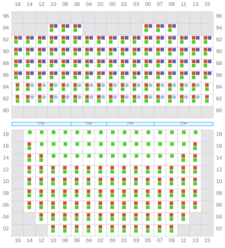 Bay 027 view and slots of MSC DARIEN