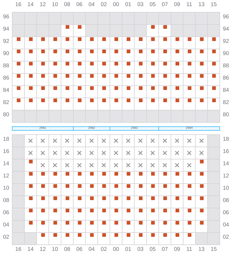 Bay 029 view and slots of MSC DARIEN