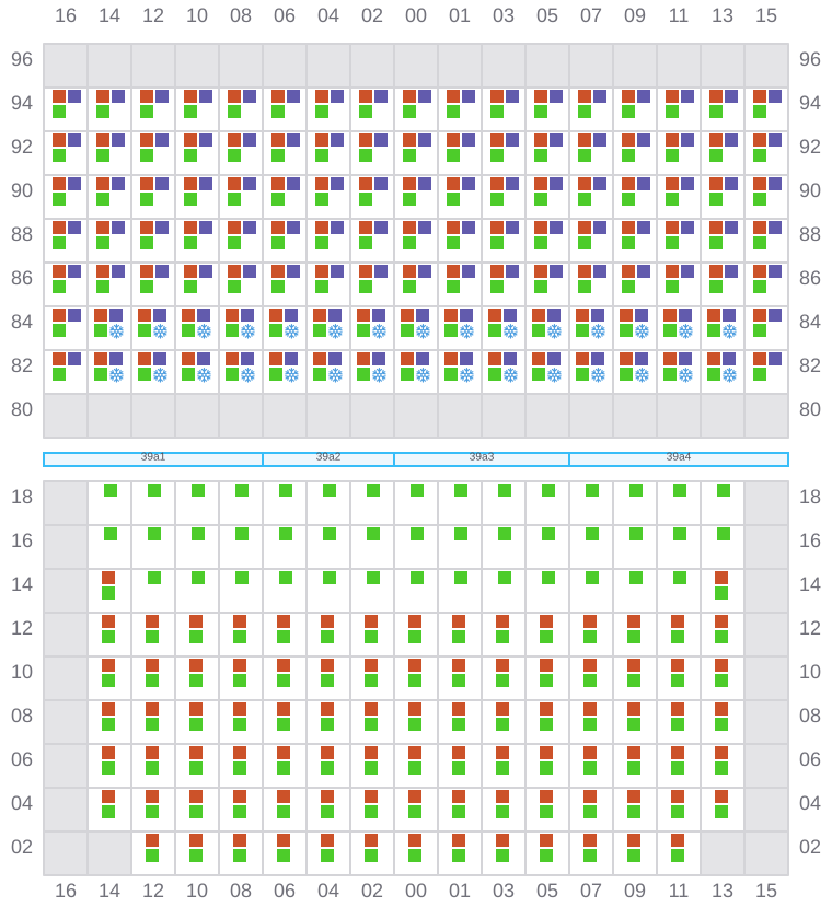Bay 039 view and slots of MSC DARIEN