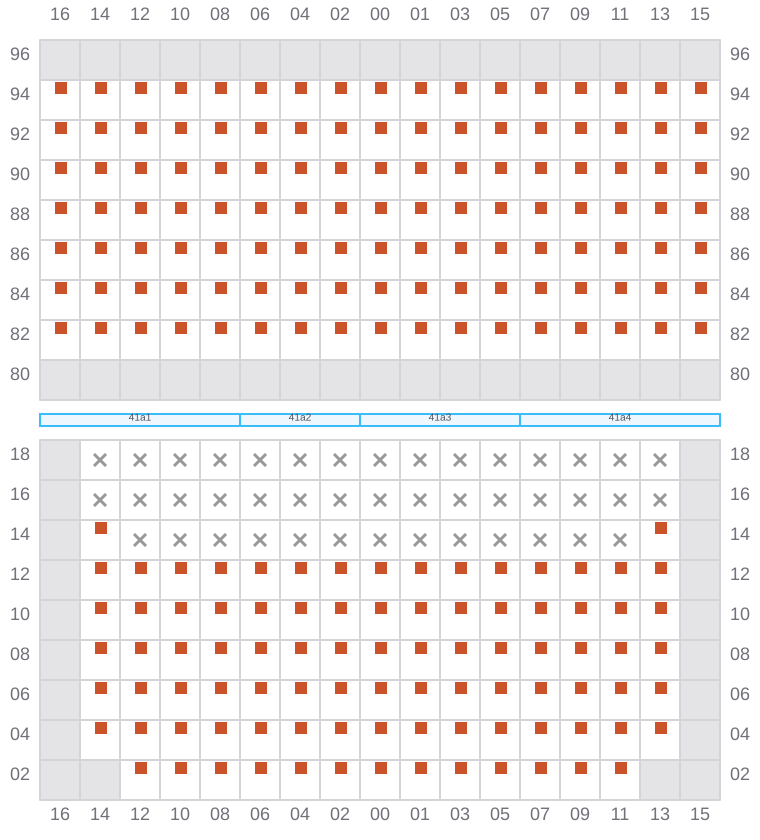 Bay 041 view and slots of MSC DARIEN