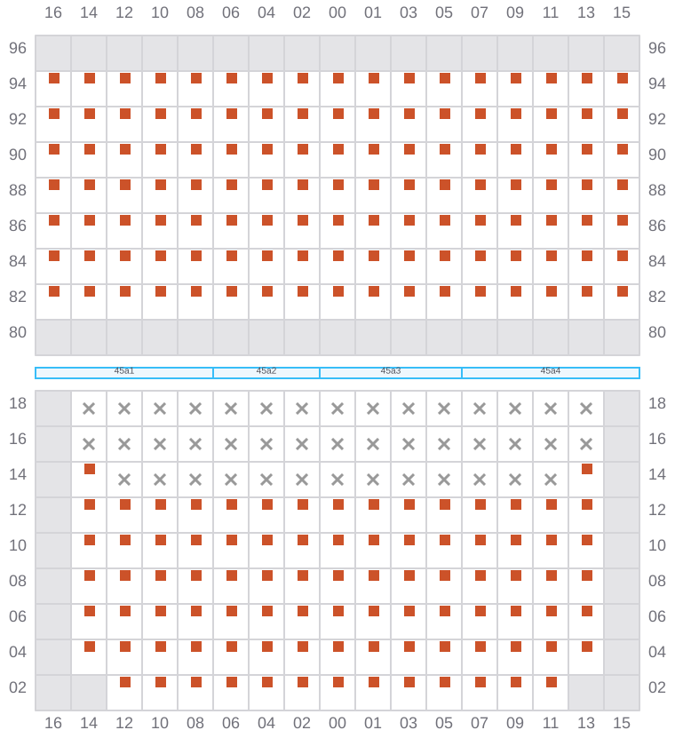 Bay 045 view and slots of MSC DARIEN