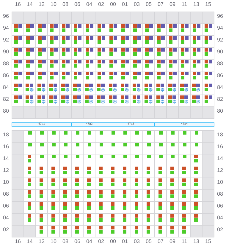 Bay 047 view and slots of MSC DARIEN