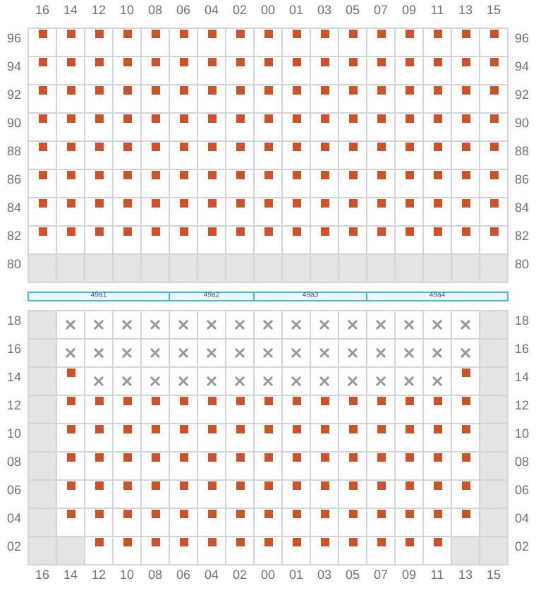 Bay 049 view and slots of MSC DARIEN