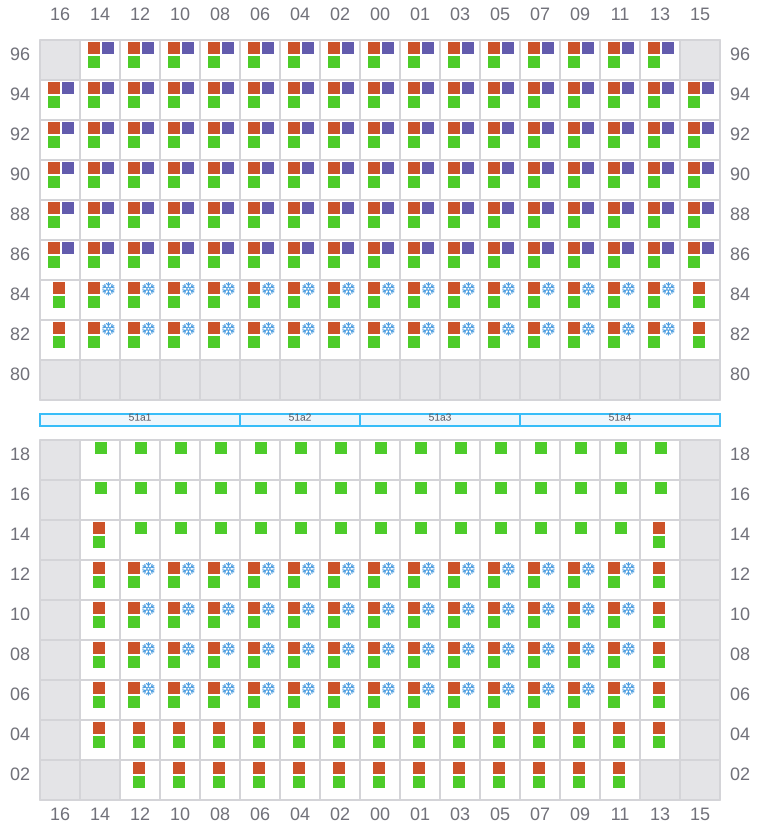Bay 051 view and slots of MSC DARIEN