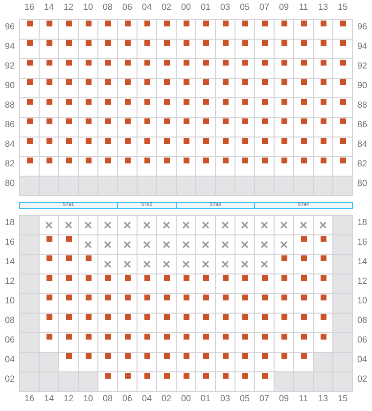 Bay 057 view and slots of MSC DARIEN
