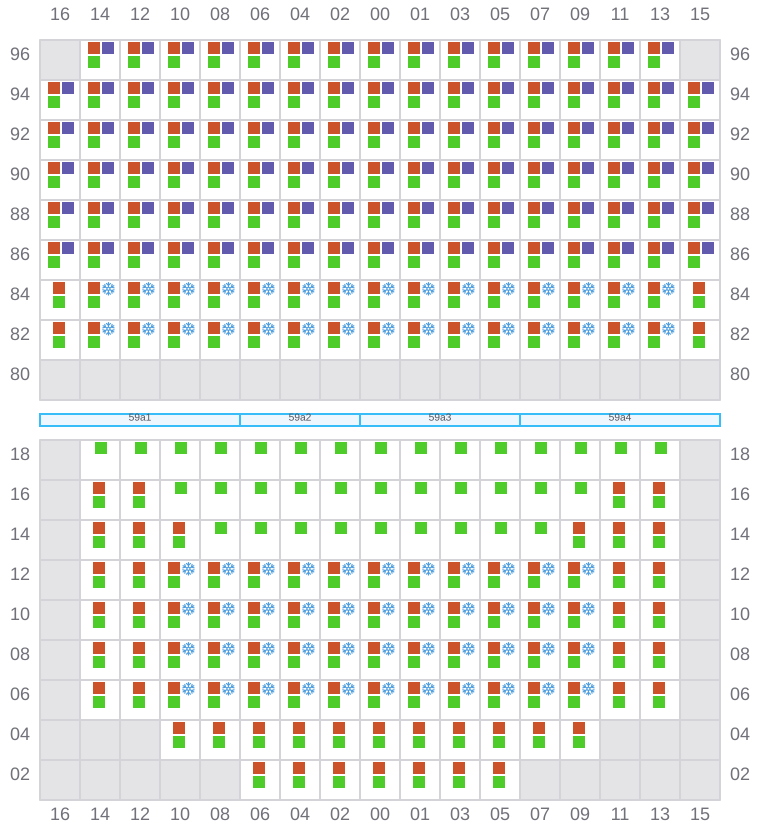 Bay 059 view and slots of MSC DARIEN