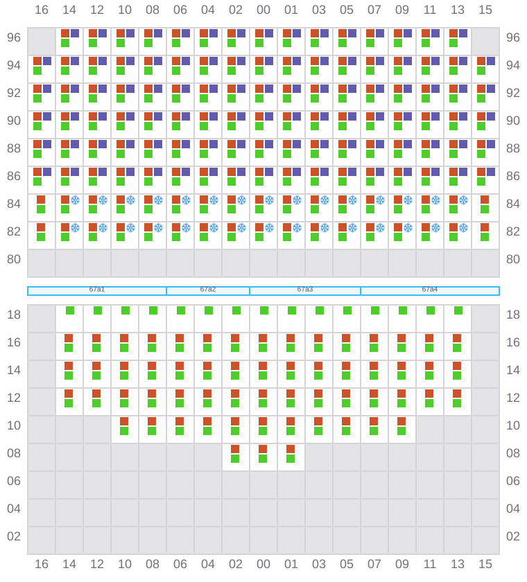 Bay 067 view and slots of MSC DARIEN