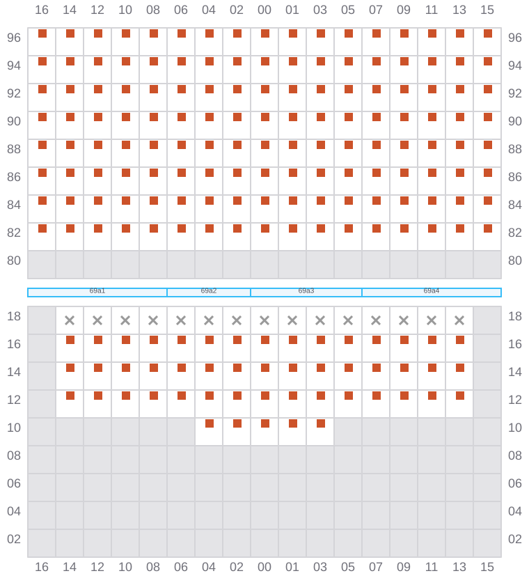 Bay 069 view and slots of MSC DARIEN