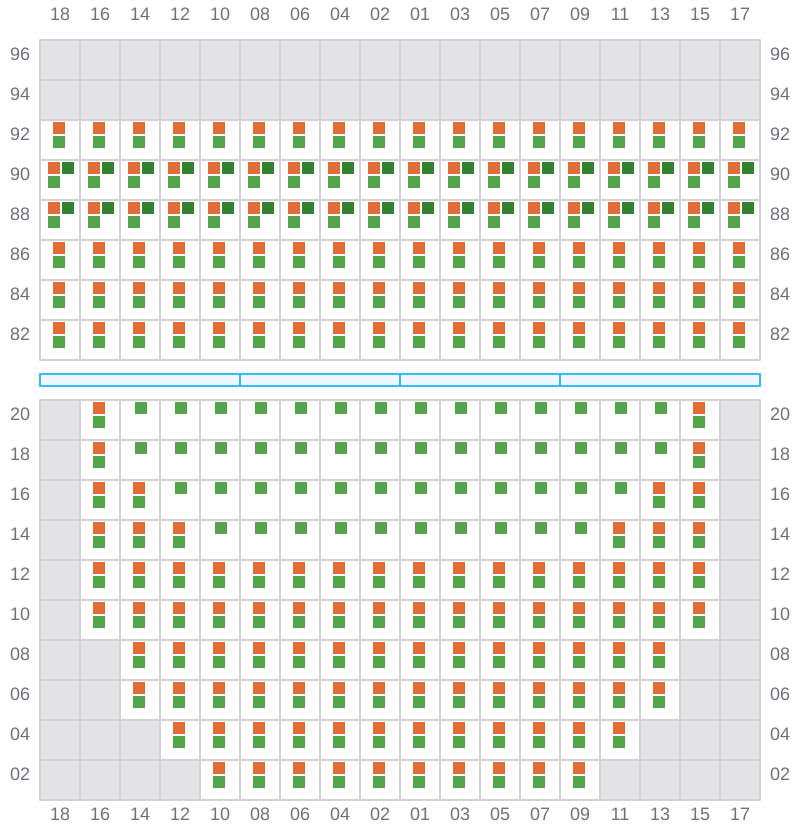 Bay 025 view and slots of APL LE HAVRE
