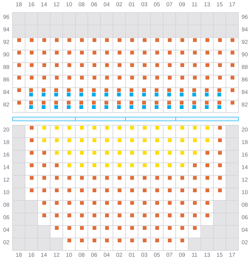 Bay 027 view and slots of APL LE HAVRE