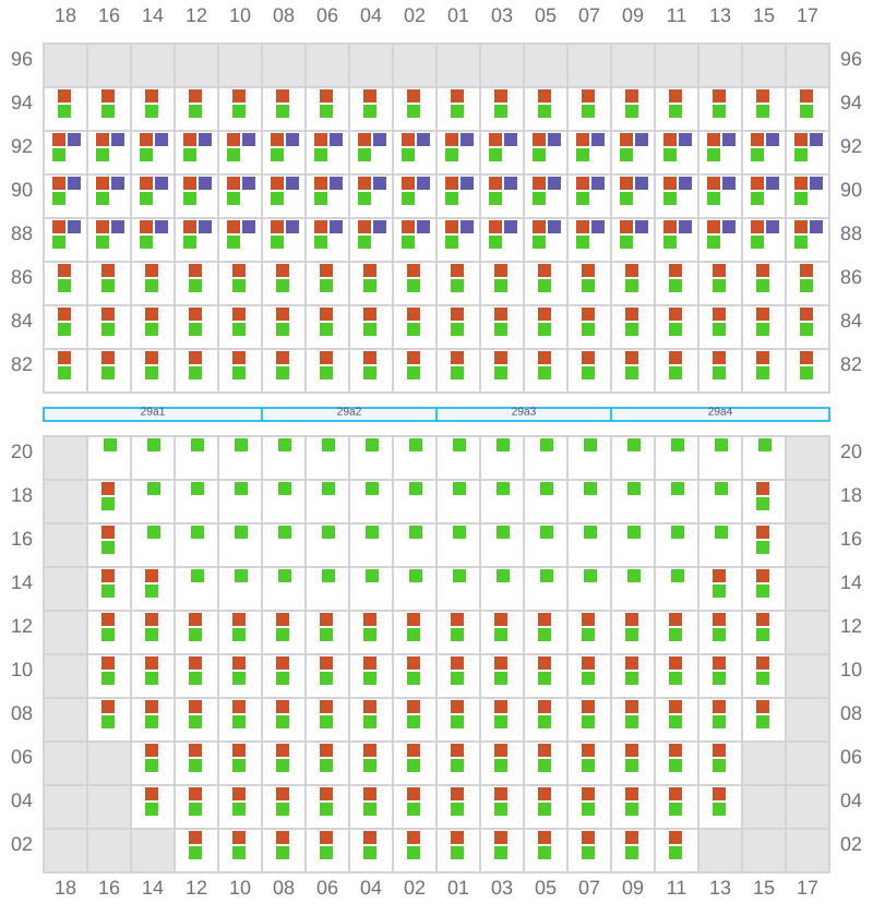Bay 029 view and slots of APL LE HAVRE