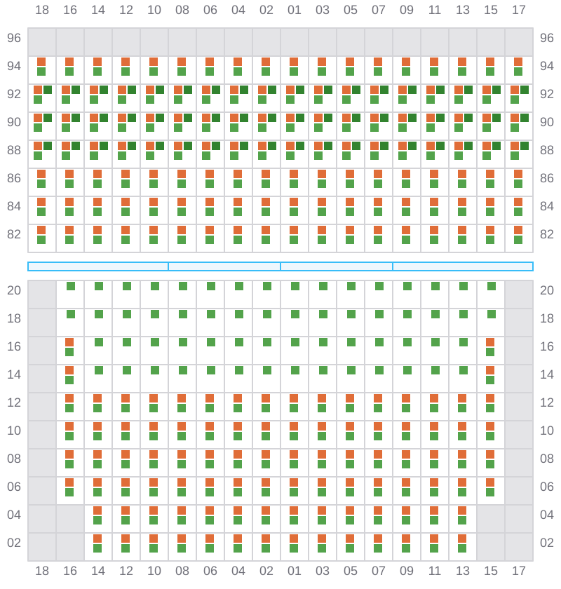 Bay 033 view and slots of APL LE HAVRE