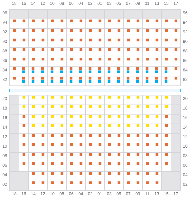 Bay 035 view and slots of APL LE HAVRE