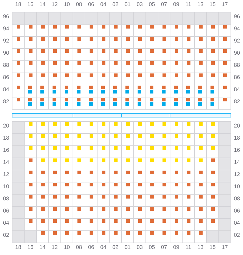 Bay 039 view and slots of APL LE HAVRE