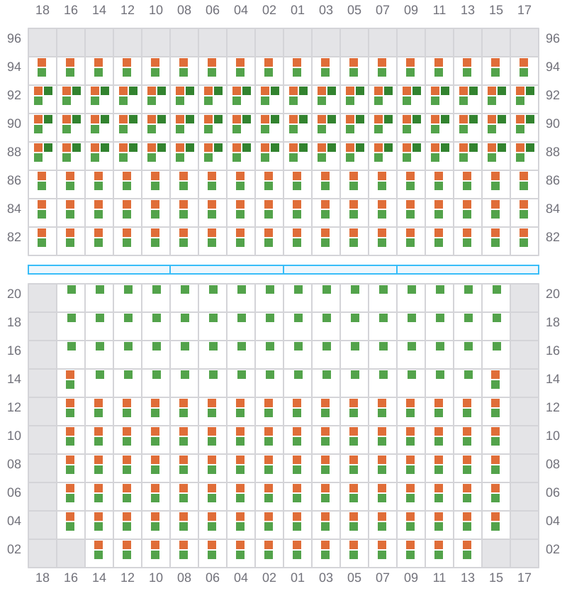 Bay 041 view and slots of APL LE HAVRE